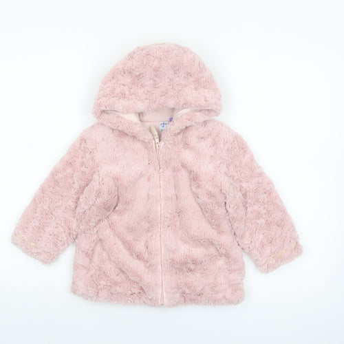 Jasper Conran Junior Pink Hooded Faux Fur Puffer Jacket 18-24 Months