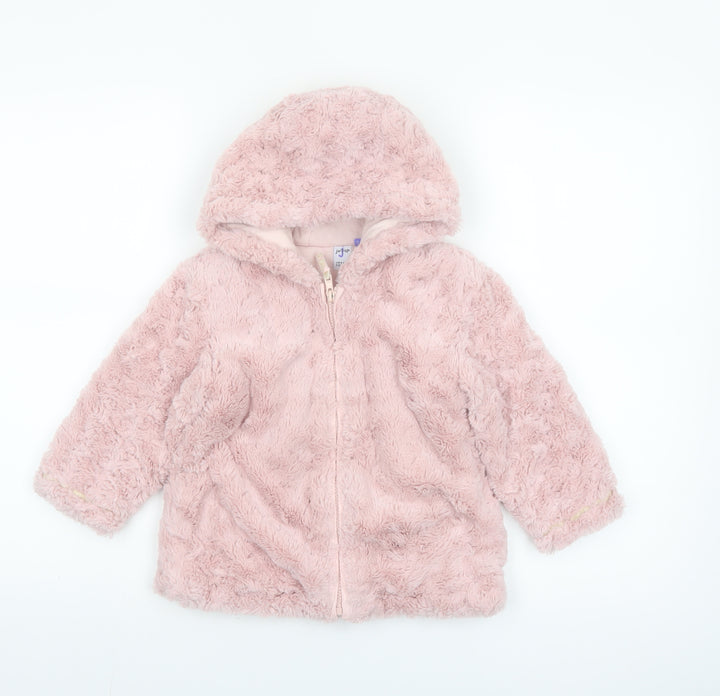 Jasper Conran Junior Pink Hooded Faux Fur Puffer Jacket 18-24 Months
