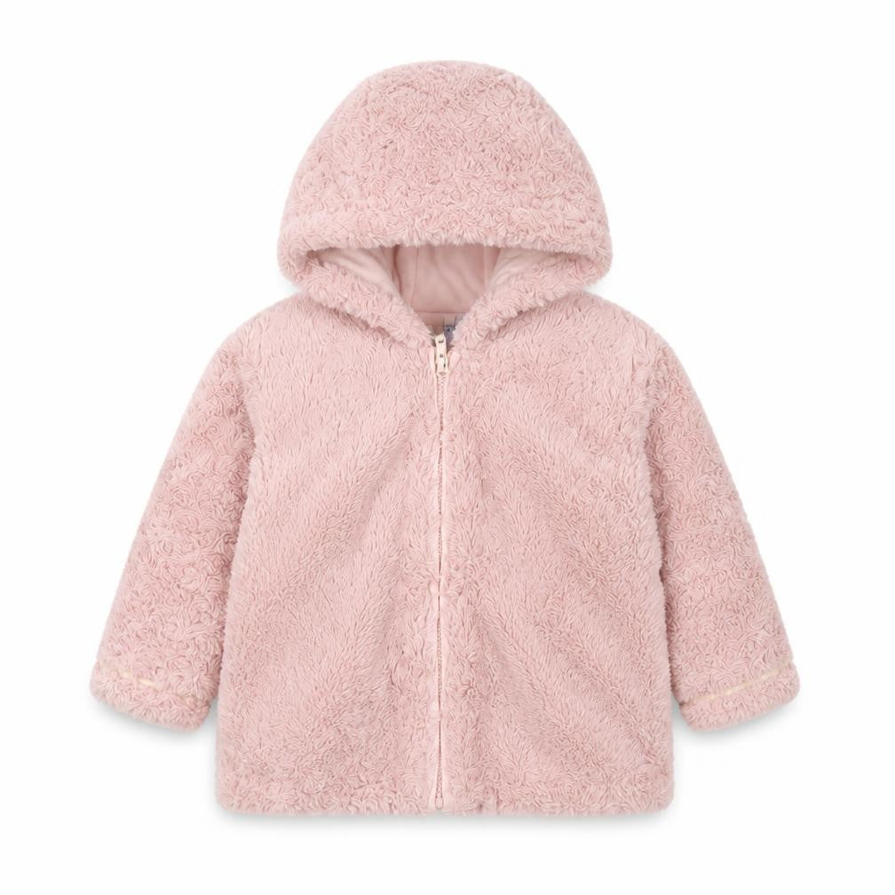 Jasper Conran Junior Pink Hooded Faux Fur Puffer Jacket 18-24 Months
