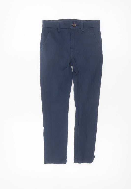 Next Boys Blue Chino Trousers 6 Years Slim Fit Cotton Blend