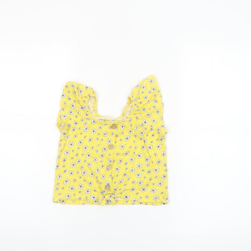St. Bernard Girls Yellow Floral Button Blouse Top 6 Years Lightweight Summer