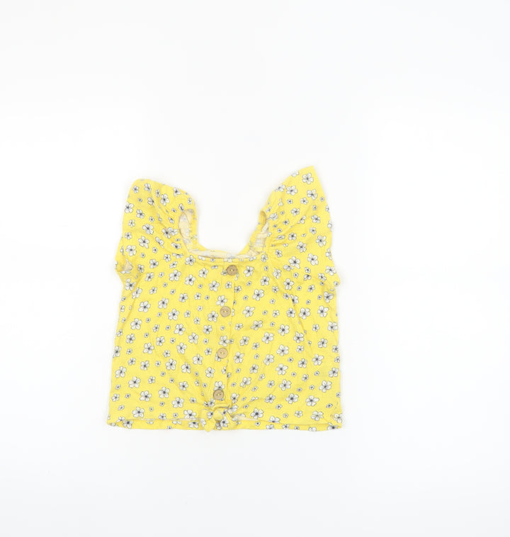 St. Bernard Girls Yellow Floral Button Blouse Top 6 Years Lightweight Summer