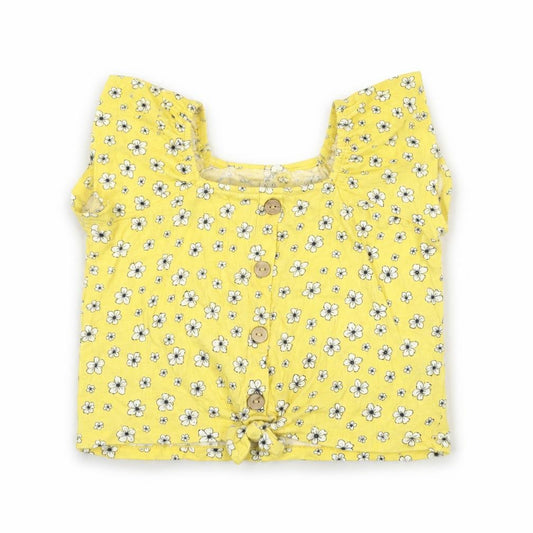 St. Bernard Girls Yellow Floral Button Blouse Top 6 Years Lightweight Summer