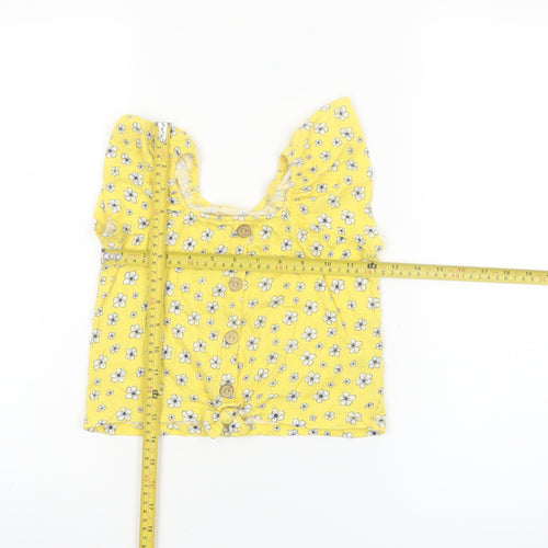 St. Bernard Girls Yellow Floral Button Blouse Top 6 Years Lightweight Summer