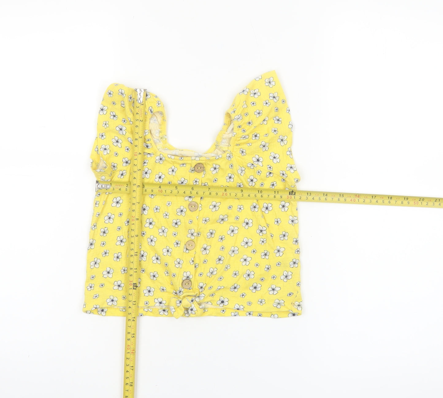 St. Bernard Girls Yellow Floral Button Blouse Top 6 Years Lightweight Summer