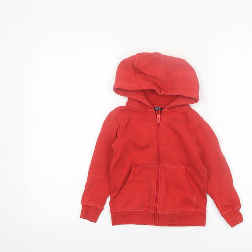 Next Boys Red Full Zip Hoodie 4 Years Cotton Blend Casual Hooded Top