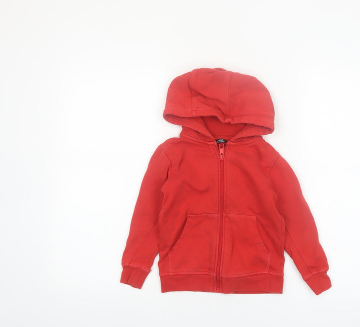 Next Boys Red Full Zip Hoodie 4 Years Cotton Blend Casual Hooded Top