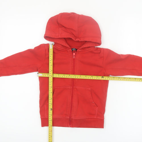 Next Boys Red Full Zip Hoodie 4 Years Cotton Blend Casual Hooded Top