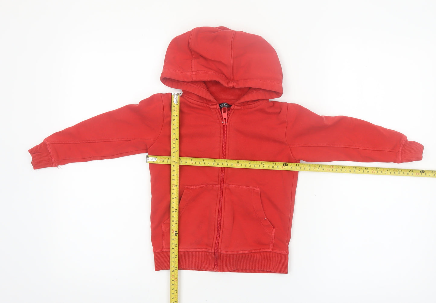 Next Boys Red Full Zip Hoodie 4 Years Cotton Blend Casual Hooded Top