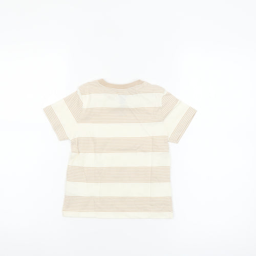 F&F Boys Beige Striped Short Sleeve Cotton T-Shirt 2-3 Years