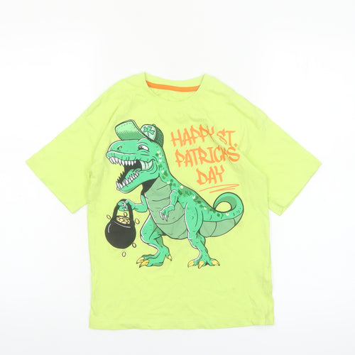 Dunnes Stores Boys Green St. Patrick's Day Dinosaur T-Shirt 7-8 Years