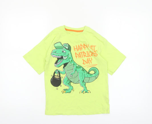 Dunnes Stores Boys Green St. Patrick's Day Dinosaur T-Shirt 7-8 Years