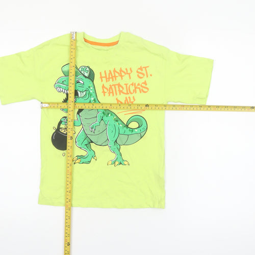 Dunnes Stores Boys Green St. Patrick's Day Dinosaur T-Shirt 7-8 Years
