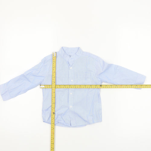 Mini Rebel Boys Blue Striped Long Sleeve Cotton Button-Up Shirt 24 Months