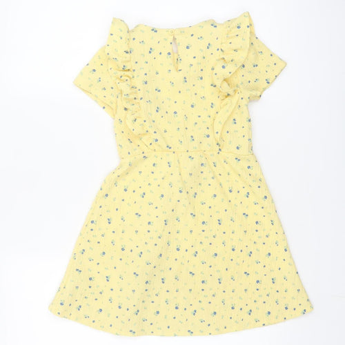 Dunnes Stores Girls Yellow Floral Ruffle A-Line Dress 5-6 Years