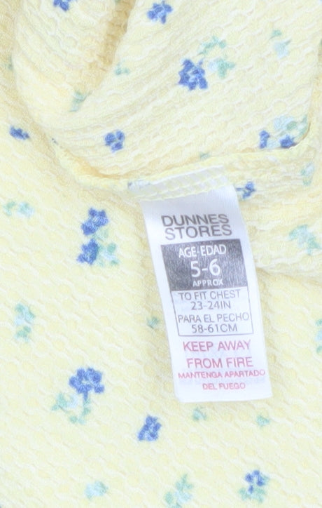 Dunnes Stores Girls Yellow Floral Ruffle A-Line Dress 5-6 Years