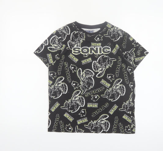 Sonic The Hedgehog Boys Black 10-11 Years Graphic T-Shirt