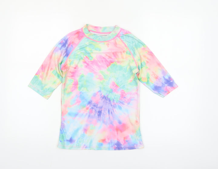 Dunnes Stores Girls Multicoloured Tie-Dye Rash Guard Top 10-11 Years