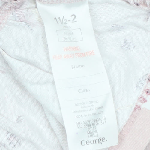George Girls Pink Unicorn Long Sleeve Cotton T-Shirt 18-24 Months