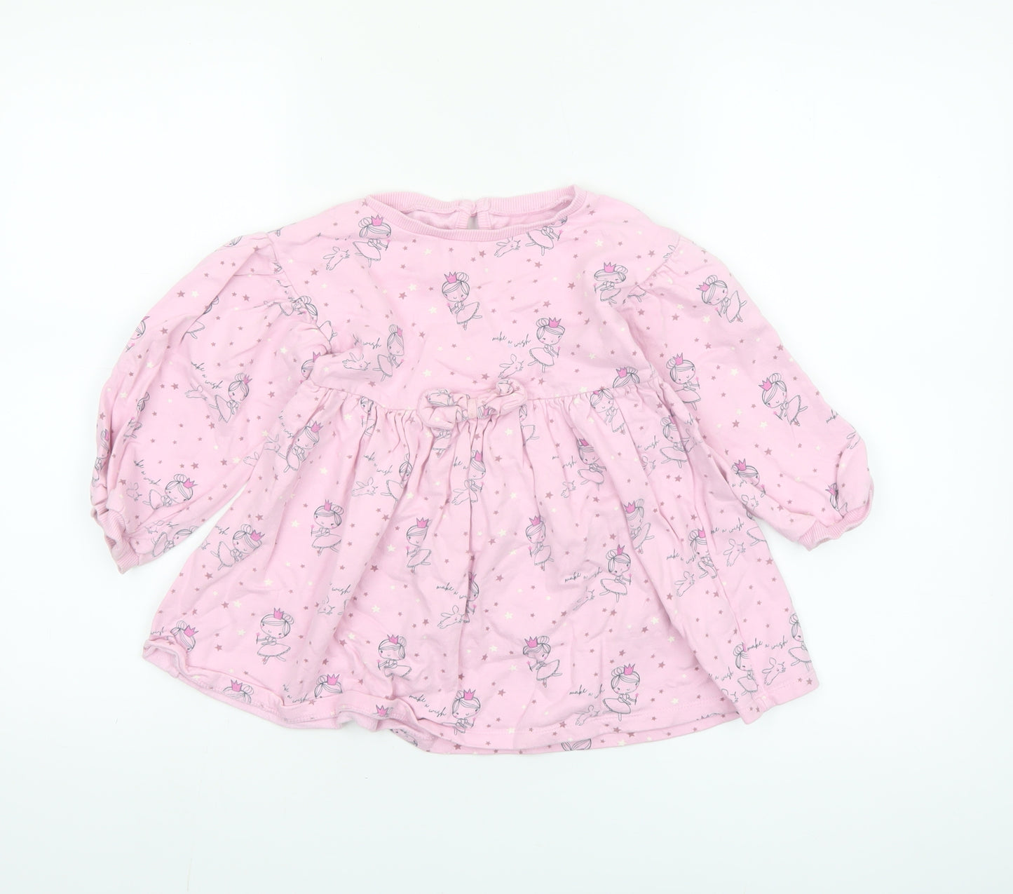 Dunnes Stores Girls Pink Princess Skater Dress 3-4 Years Cotton Long Sleeve