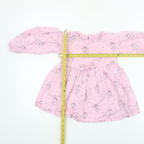 Dunnes Stores Girls Pink Princess Skater Dress 3-4 Years Cotton Long Sleeve