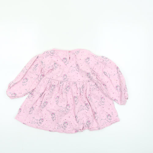 Dunnes Stores Girls Pink Princess Skater Dress 3-4 Years Cotton Long Sleeve