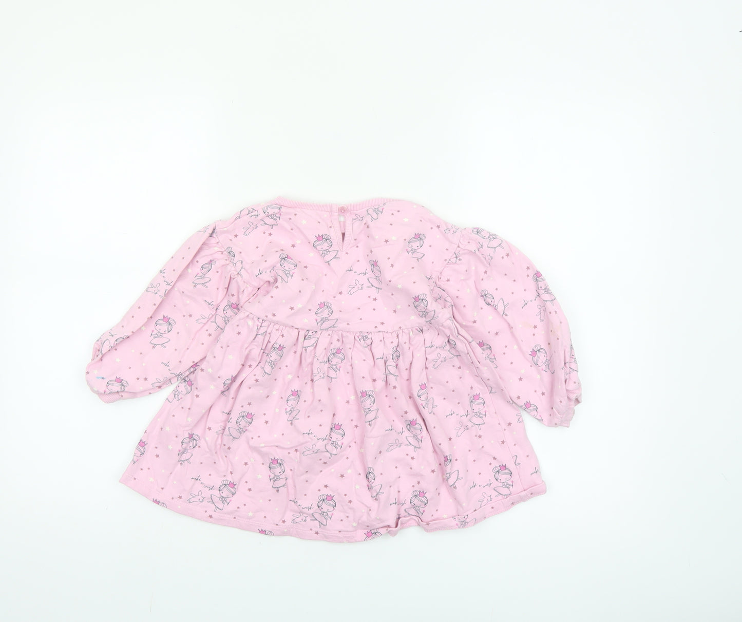Dunnes Stores Girls Pink Princess Skater Dress 3-4 Years Cotton Long Sleeve