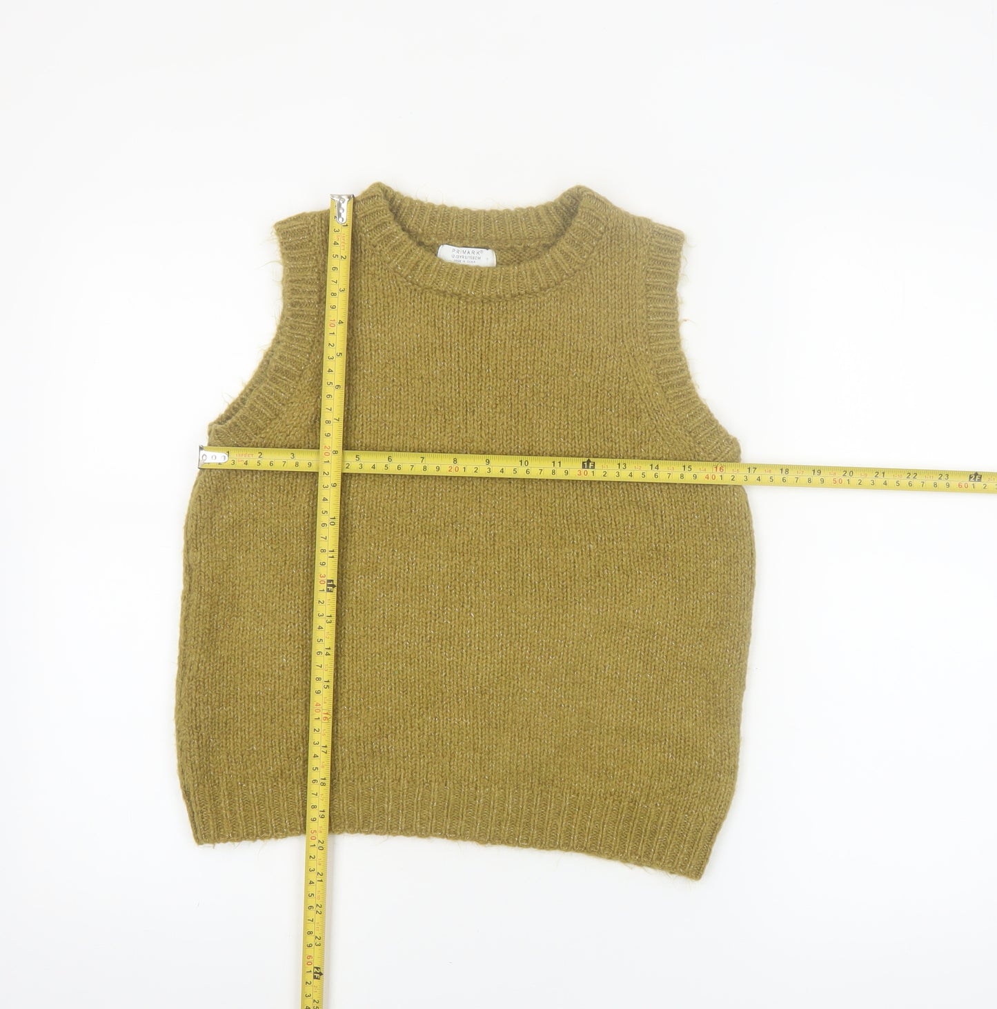 Primark Girls Green Sleeveless Knit Vest 12-13 Years Pullover Jumper