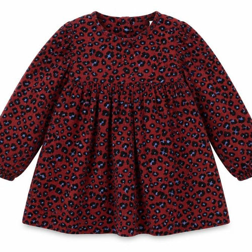 Next Girls Red Animal Print Corduroy Long Sleeve A-Line Dress 4-5 Years