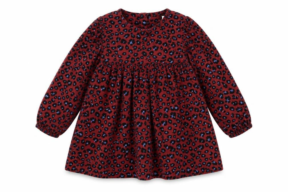 Next Girls Red Animal Print Corduroy Long Sleeve A-Line Dress 4-5 Years