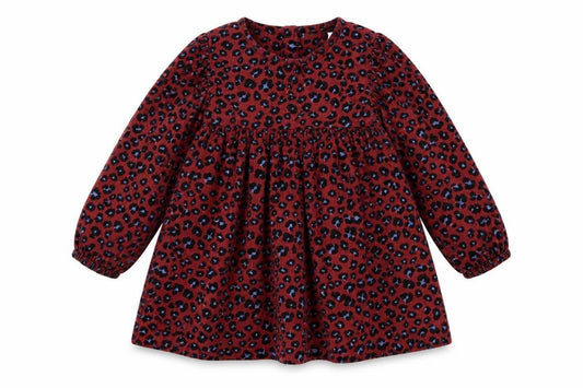 Next Girls Red Animal Print Corduroy Long Sleeve A-Line Dress 4-5 Years