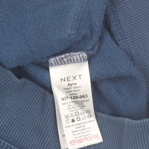 Next Boys Blue Full Zip Hoodie 4 Years Cotton Blend Casual