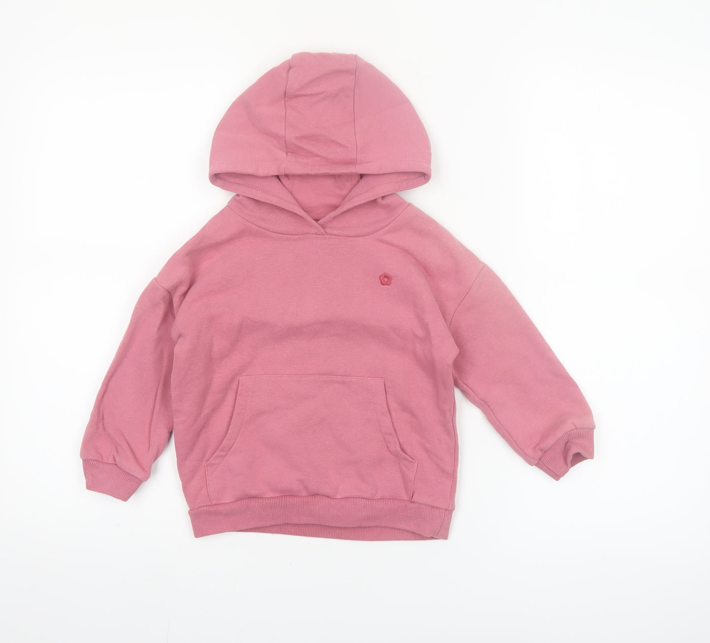 F&F Girls Pink Pullover Hoodie 2-3 Years Cotton Blend