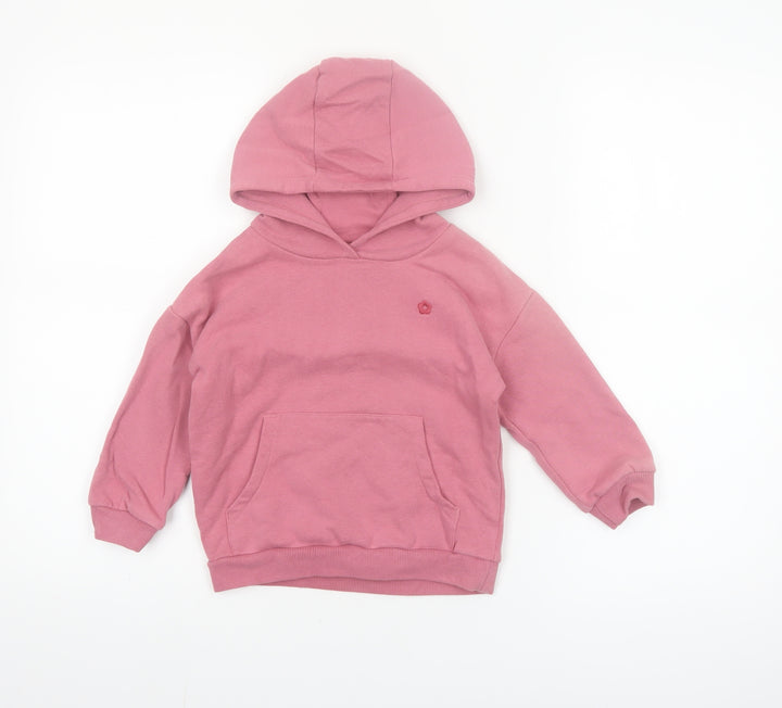 F&F Girls Pink Pullover Hoodie 2-3 Years Cotton Blend