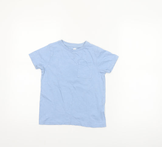 F&F Boys Blue Cotton Short Sleeve Pocket T-Shirt 6-7 Years