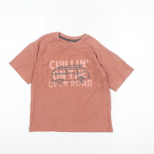 Dunnes Stores Boys Brown Graphic Travel T-Shirt 6-7 Years