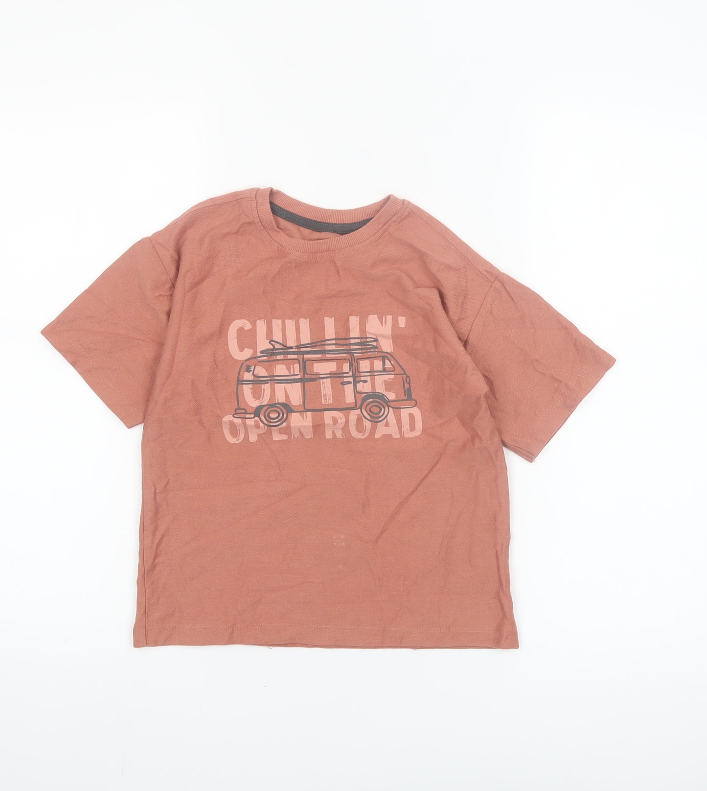 Dunnes Stores Boys Brown Graphic Travel T-Shirt 6-7 Years