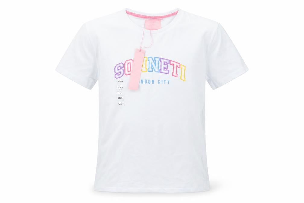 Sonneti Girls White Logo T-Shirt 12–13 Years Lightweight Cotton Top