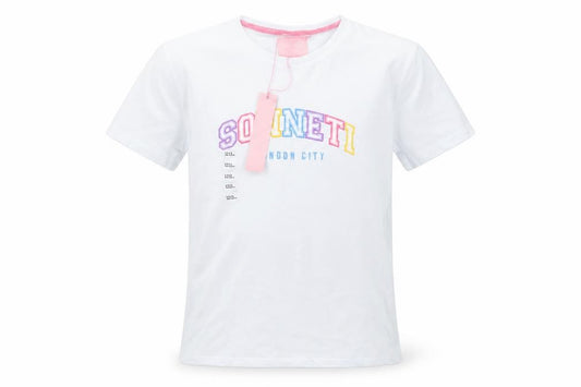 Sonneti Girls White Logo T-Shirt 12–13 Years Lightweight Cotton Top