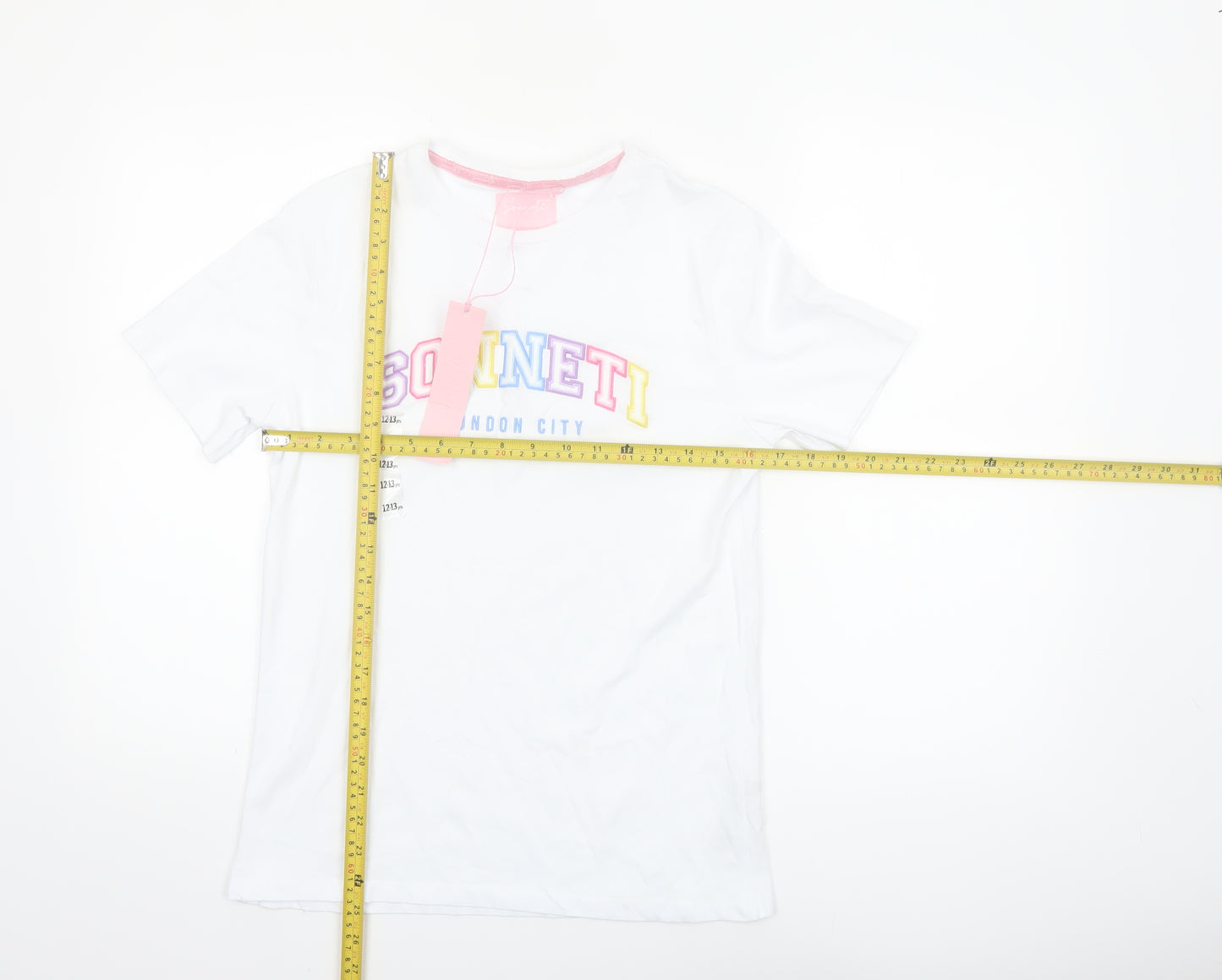 Sonneti Girls White Logo T-Shirt 12–13 Years Lightweight Cotton Top