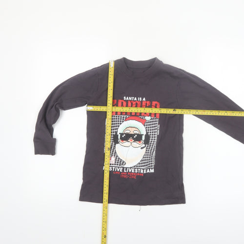 Dunnes Stores Boys Black Christmas 'Santa Is A Gamer' Long Sleeve T-Shirt 7-8 Years