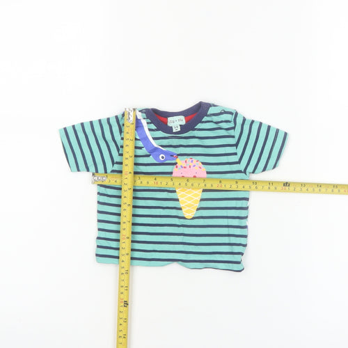 Lilly + Sid Blue Striped Dinosaur Ice Cream T-Shirt 3-6 Months Unisex