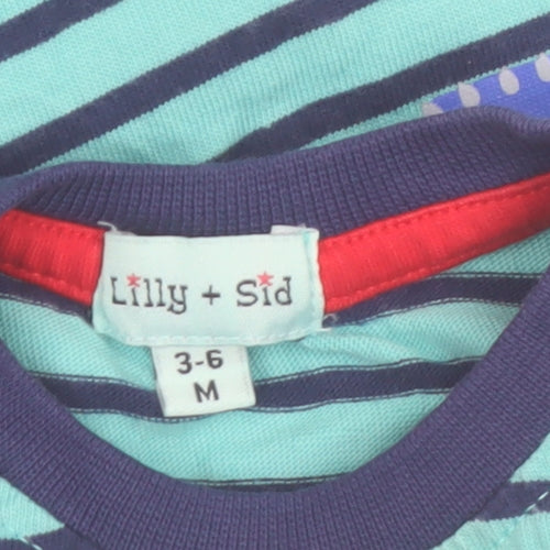 Lilly + Sid Blue Striped Dinosaur Ice Cream T-Shirt 3-6 Months Unisex