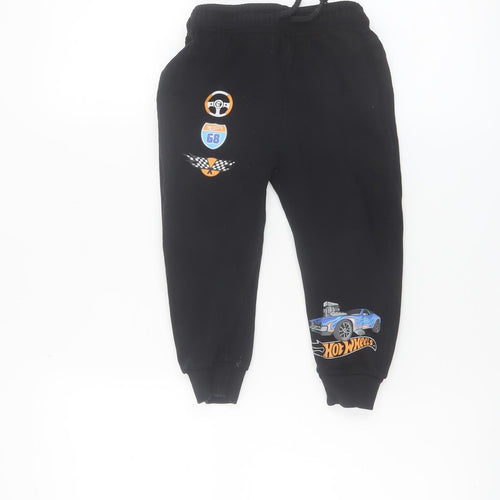 Hot Wheels Boys Black Jogger Trousers 6 Years Cotton Fleece Casual