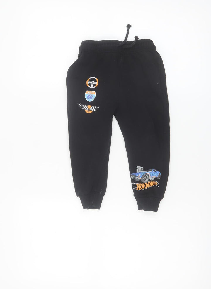 Hot Wheels Boys Black Jogger Trousers 6 Years Cotton Fleece Casual