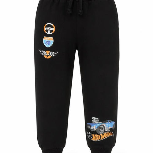 Hot Wheels Boys Black Jogger Trousers 6 Years Cotton Fleece Casual