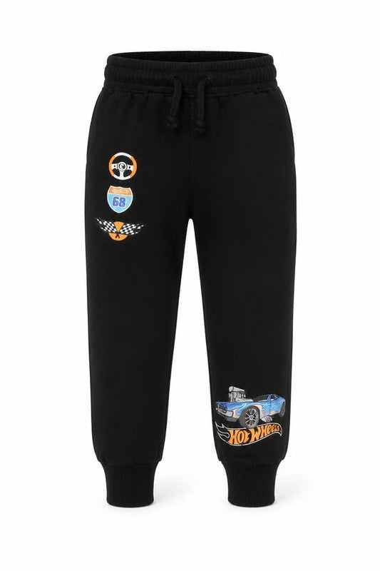 Hot Wheels Boys Black Jogger Trousers 6 Years Cotton Fleece Casual