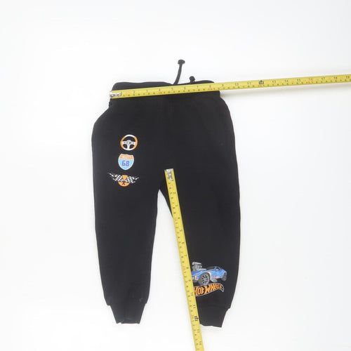 Hot Wheels Boys Black Jogger Trousers 6 Years Cotton Fleece Casual