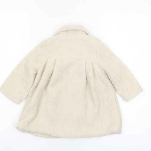 Visara Girls Ivory Fleece Bow Coat 9-12 Months Long Sleeve Winter Style