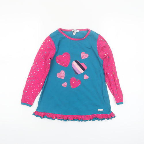 Happy Calegi Girls Multicoloured 5 Years Tunic Top with Glitter Hearts